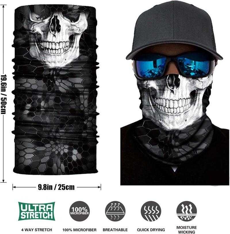 M-YOUNG 8 Pack Neck Gaiter Skull Motorcycle Face Mask for Men Women Face Cover Mask Head Wrap Balaclava Headwear - Image 4